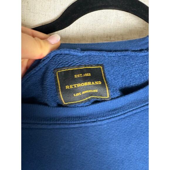 Free People X Retrobrand Blue USA Pullover Sweatshirt Sz. S - Picture 6 of 10